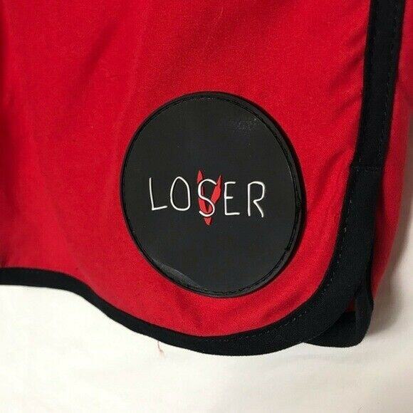 Hot Topic NWT "It" Men's Small Lover Loser Board Shorts Red Black Swimwear - Picture 6 of 9